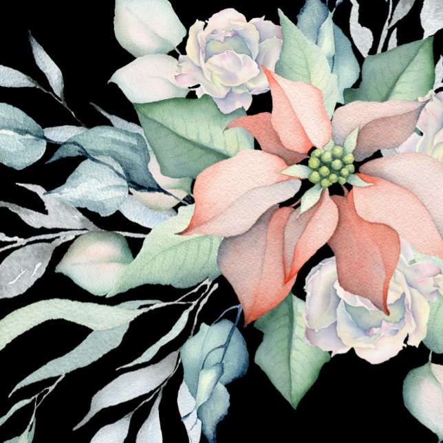 Winterurlaub Wasserfarbe Rosa Poinsettia Dusche Einladung (Von Creator hochgeladen)