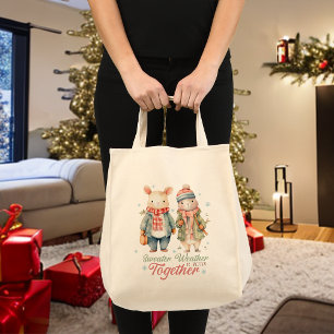 Winterurlaub Weihnachten Bunnies Individuelle Name Tragetasche