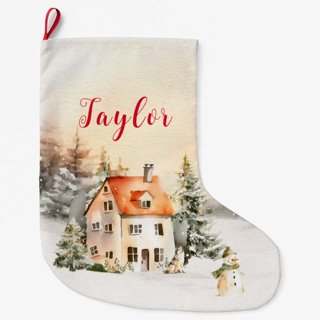 Winterurlaub Weihnachten Hütte Großer Weihnachtsstrumpf (Vorderseite)