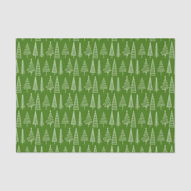 Winterurlaub Weihnachtsbaum Linie Muster Grün Seidenpapier (Vorderseite)