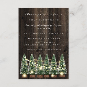Winterurlaub Weihnachtsbaum Party Holz Rustikal Einladung