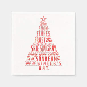 Winterurlaub-Weihnachtsbaum-Schneeflocke-Gedicht Serviette