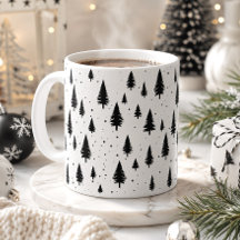 Winterurlaub Weihnachtsbäume schwarz-weiß