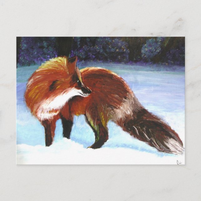 Winterurlauber (Red Fox) Postkarten (Vorderseite)