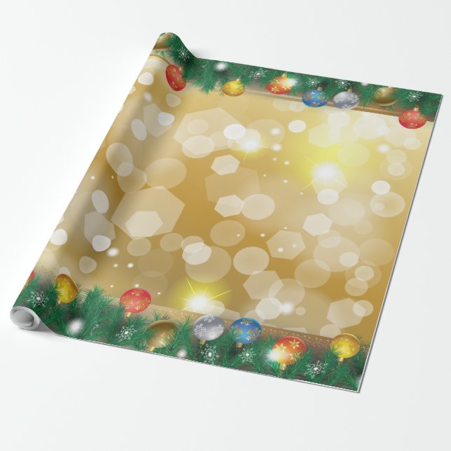 Winterurlaubsgeschenke Dekoration Weihnachtsgold Geschenkpapier (Ungerollt)