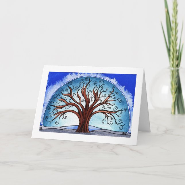 Winterurlaubskarte, "Spiralbaum" Feiertagskarte (Vorderseite)
