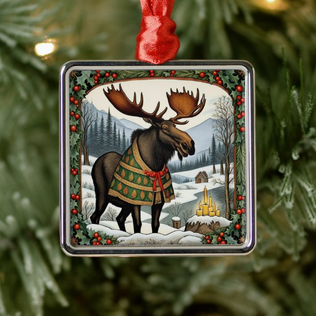Winterurlaubsmoose Ornament Aus Metall (Baum)