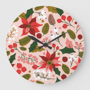 Winterurlaubsuhr Poinsettia Große Wanduhr