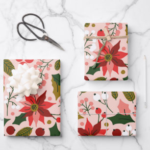 Winterurlaubsverpackungspapier Poinsettia Geschenkpapier Set