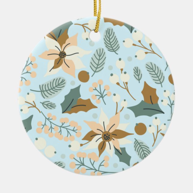 Winterurlaubsverzierung in Poinsettia Keramik Ornament (Vorne)