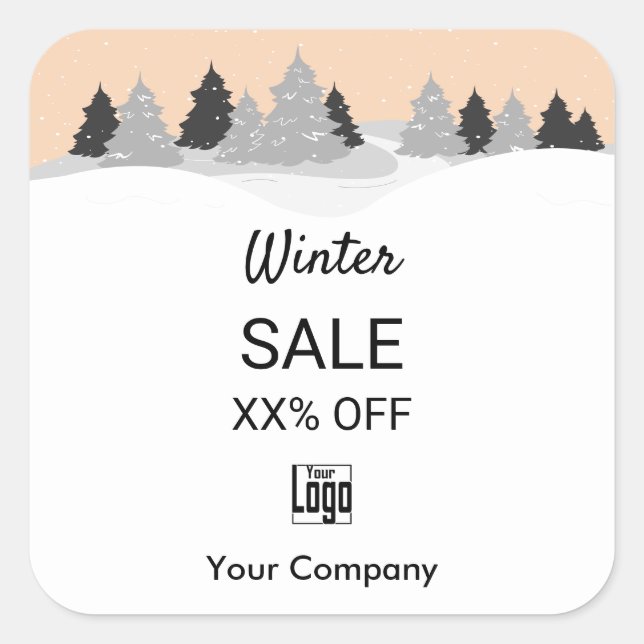 Winterverkündung über Marketing-Sicherheiten Quadratischer Aufkleber (Vorderseite)