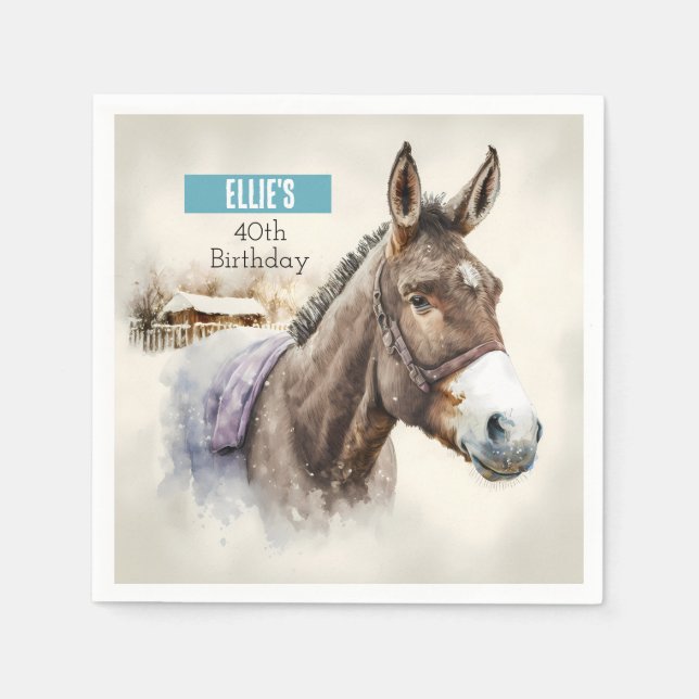 Wintervibes Donkey - Geburtstagsparty - Serviette (Vorderseite)