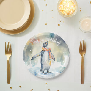 Wintervibes Pinguin - Geburtstagsparty - Pappteller