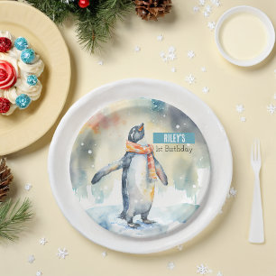Wintervibes Pinguin - Geburtstagsparty - Pappteller