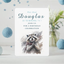 Wintervibes Raccoon - Einladungskarte zum Geburtst