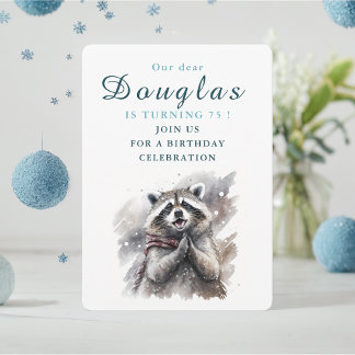 Wintervibes Raccoon - Einladungskarte zum Geburtst