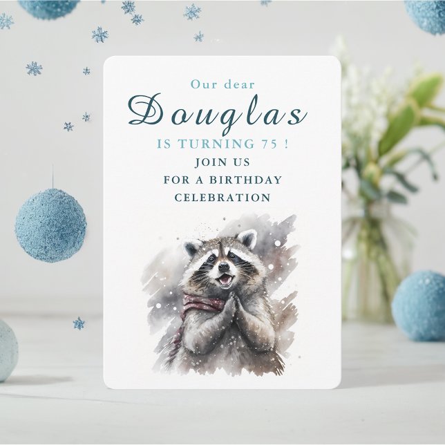 Wintervibes Raccoon - Einladungskarte zum Geburtst (Von Creator hochgeladen)