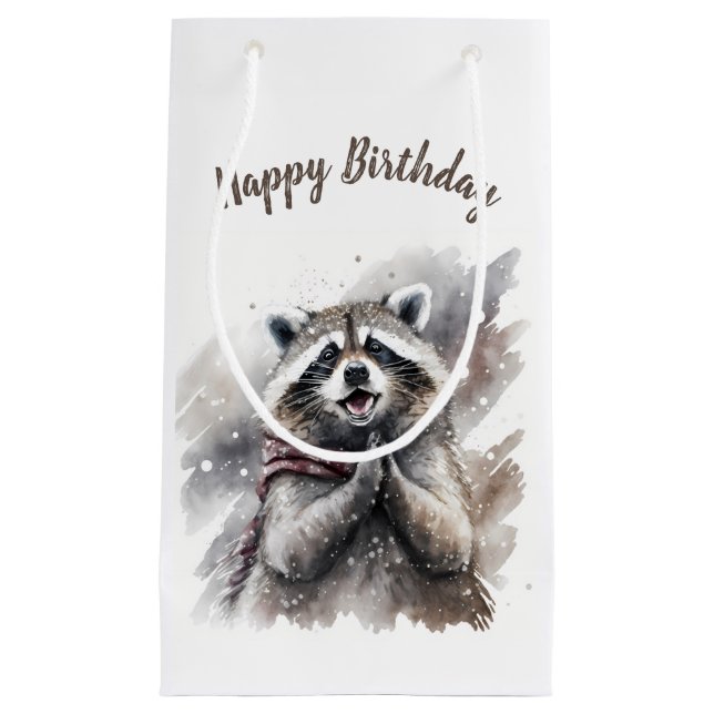 Wintervibes Raccoon - Geburtstagsparty - Kleine Geschenktüte (Vorderseite)