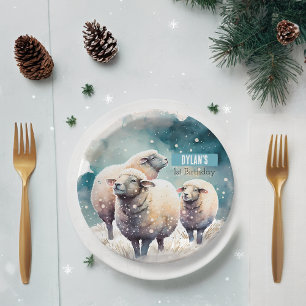 Wintervibes Sheep - Geburtstagsparty - Pappteller