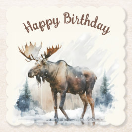 Wintervibes Wasserfarbenose - Untersetzer Papier