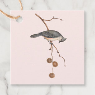 Wintervogel auf einer Branchenzweige - Rosa Weihna Geschenkanhänger