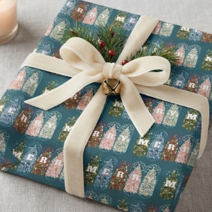 Wintervögel dekorierte Bäume Geschenkpapier