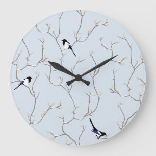 Wintervögel Große Wanduhr