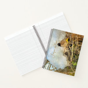 Wintervogel im Malerstil mit anpassbarem Text Notizbuch