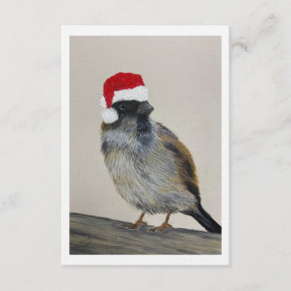 Wintervogel mit Santa-Hut - Originalkunstwerk Einladung