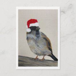 Wintervogel mit Weihnachtsmannmütze - Originalkuns Einladung