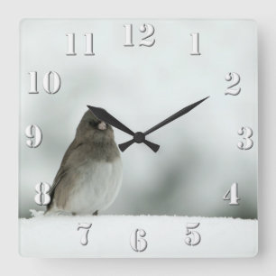Wintervogel Quadratische Wanduhr