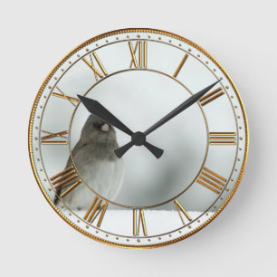 Wintervogel Runde Wanduhr