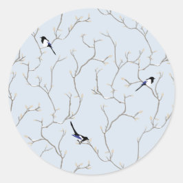 Wintervögel Runder Aufkleber