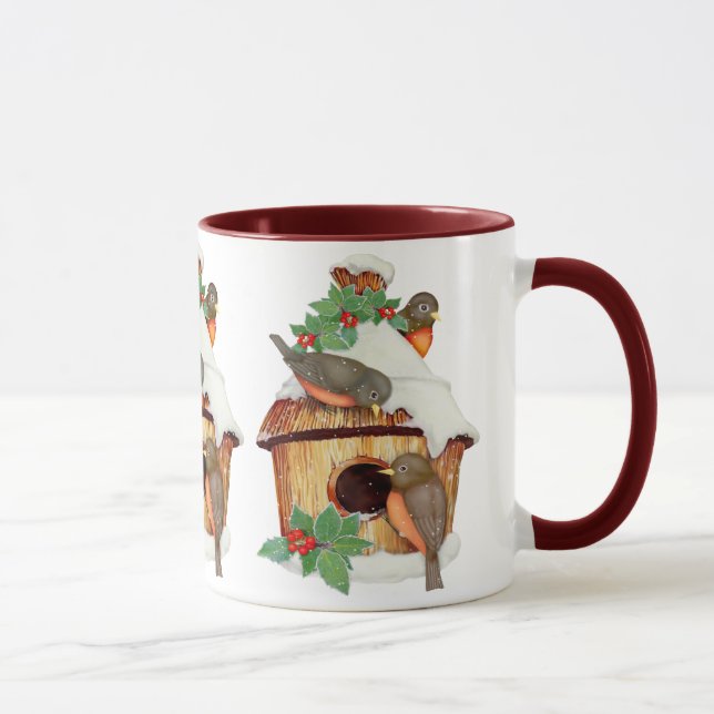Wintervögel und Birdhouse Tasse (Rechts)
