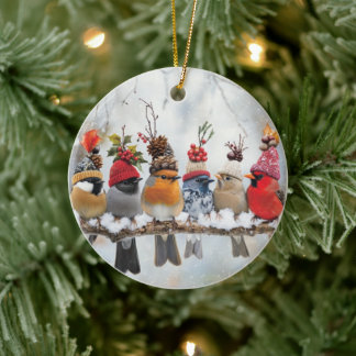 Wintervögel, Vogelliebhaber, Kuppeln Keramik Ornament