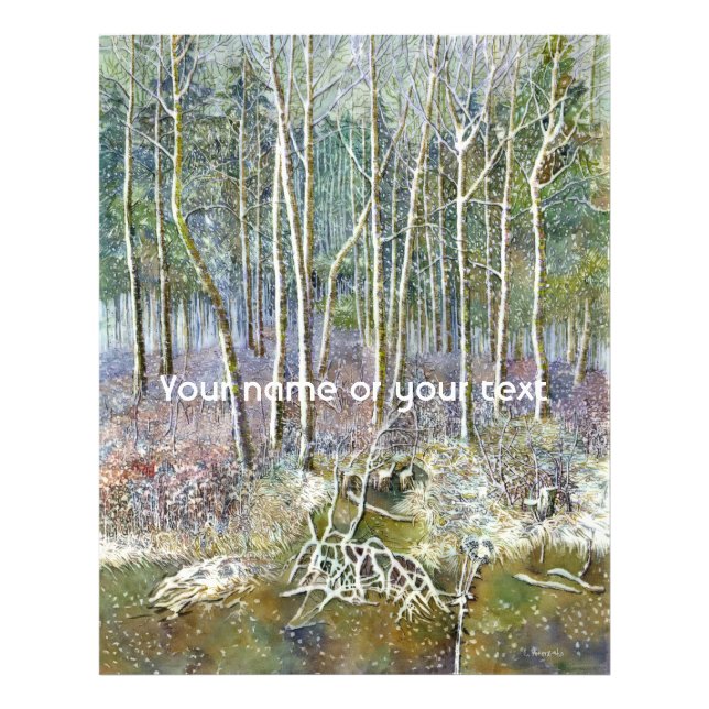 Winterwald Aquarellmalerei Fotodruck (Vorne)