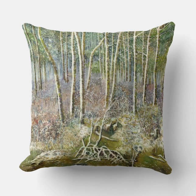 Winterwald Aquarellmalerei Kissen (Vorderseite)