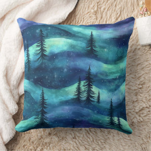 Winterwald-Aurora-Muster Kissen