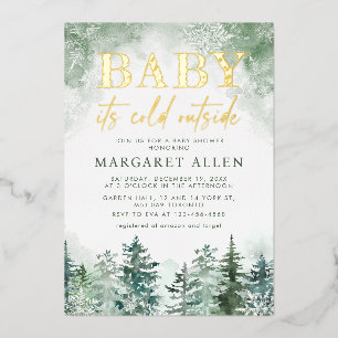 Winterwald Baby kalte Außendusche Folieneinladung