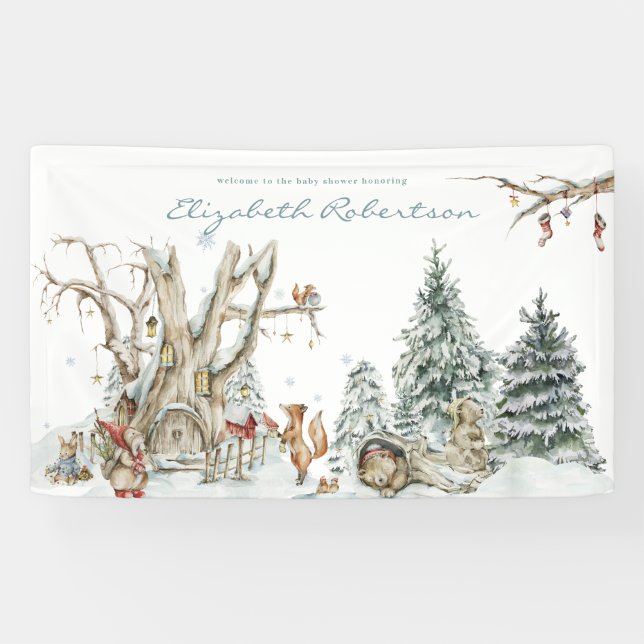 Winterwald | Babydusche Banner (Horizontal)