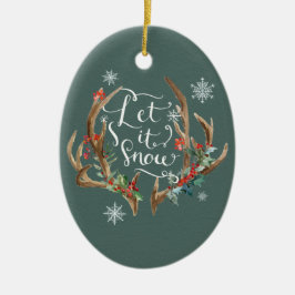 Winterwald, Blockhütte, Antlers Keramik Ornament