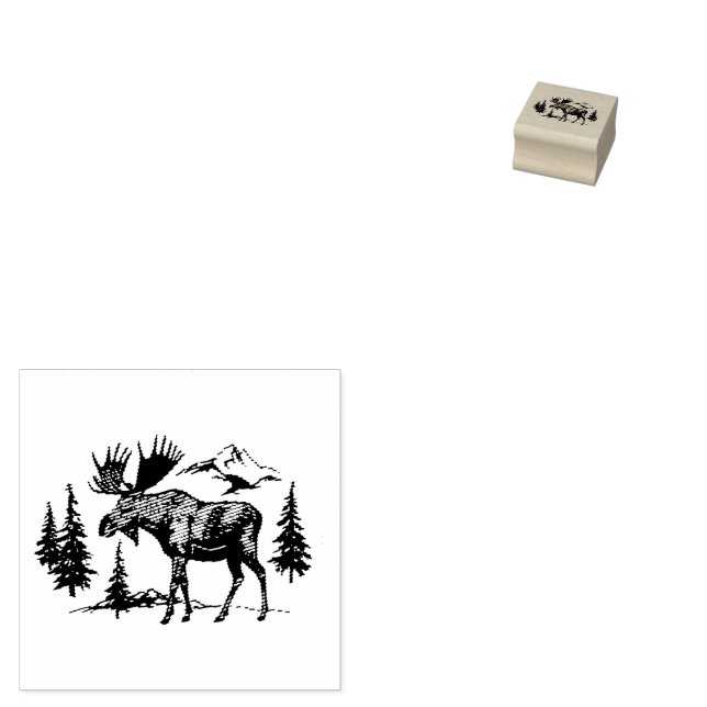Winterwald Elch  Gummistempel (Stempel)