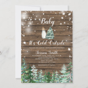 Winterwald Es ist kalte Outside Wood Baby Dusche Einladung