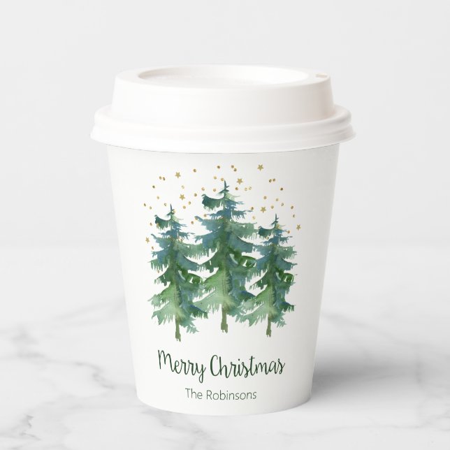 Winterwald Frohe Weihnachtszeitung Cups Pappbecher (Vorderseite)
