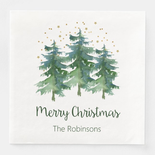 Winterwald Frohe Weihnachtszeitung Dinner Napkins Serviette (Vorderseite)