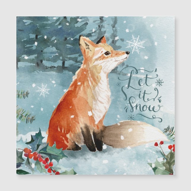 Winterwald, Fuchs, Weihnachten Weihnachten Weihnac Magnetkarte (Vorderseite)