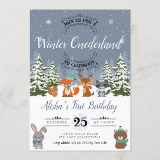 Winterwald Geburtstagseinladung Einladung