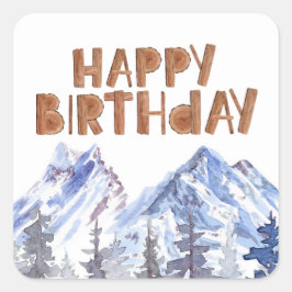Winterwald "Happy Birthday" Quadratischer Aufkleber