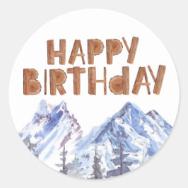 Winterwald "Happy Birthday" Runder Aufkleber