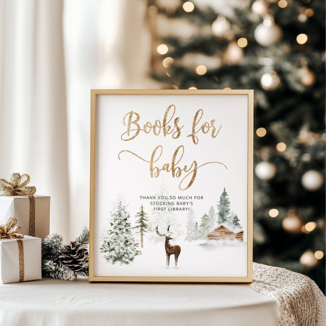 Winterwald Hirsche Bücher für Babyposter Poster (Von Creator hochgeladen)